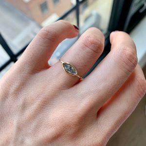 Handmade 14k Solid Gold and White Zircon Ring